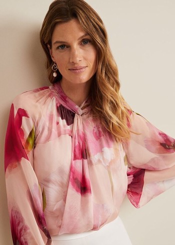 Phase Eight Poppy Silk Shirts Pink Australia | OA6574312